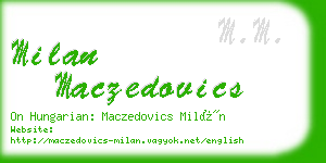 milan maczedovics business card